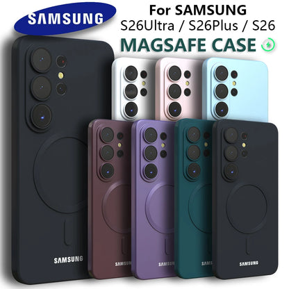 Luxury Soft Silicone For Magsafe Case For Samsung Galaxy S26 Ultra S26 Plus S26Ultra S25 FE S24 S23 With Camera Lens Full Covers