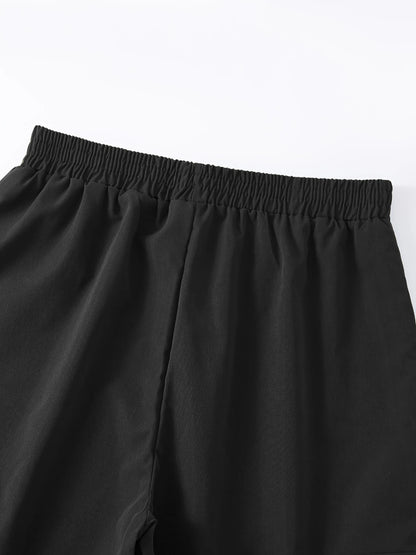 Elegant Solid High Waist Ripped Pant Fashion Women Pocket Elastic Straight Cargo Pants Casual Streetwear Sweatpant Y2K Trousers