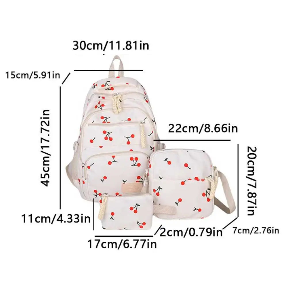 Bow Print Backpack Set - 3 Pcs with Crossbody Bag  Small Purse for Kids - ZOOMNSTORE
