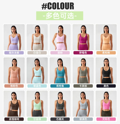 Sports Bra For Women - Breathable Yoga Crop Top With Fixed Chest Pad & U-Shaped Back