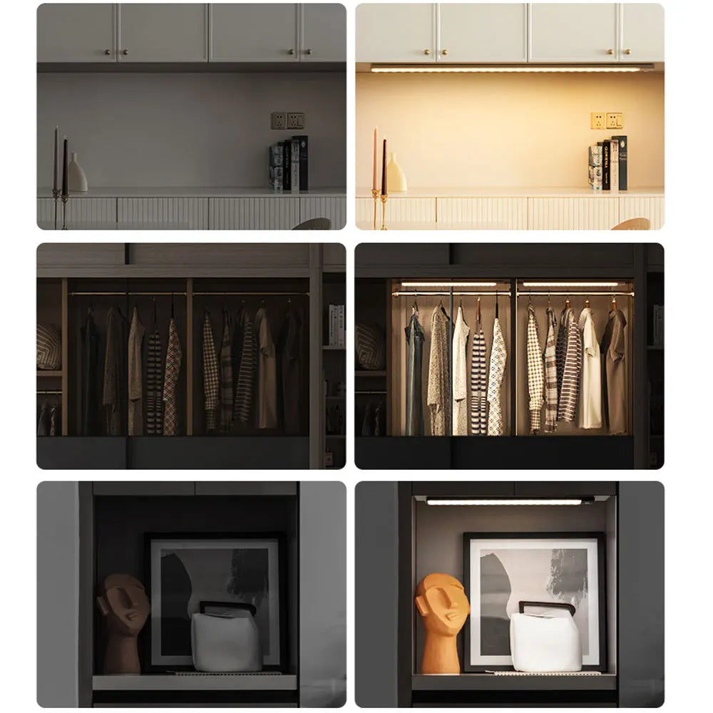 Cabinet Light USB Rechargeable Motion Sensor Led Light For Kitchen Wardrobe Cabinet Lighting 10cm/20cm/40cm/60cm LED Night Light