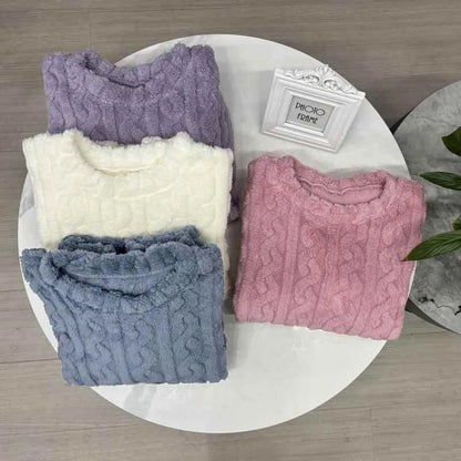 Ultra Soft Warm Coral Fleece Pajama Set Lightweight Fluffy Winter Loungewear Sleepwear For Women Cozy Home Suit Winter Style New