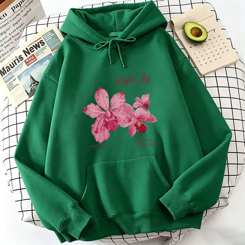 Harajuku Graphic Pullover Flower Design Hooded Sweatshirt Cute Hoody Spring Casual Hoodies Pullover Hooded Daily