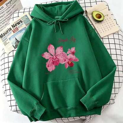 Harajuku Graphic Pullover Flower Design Hooded Sweatshirt Cute Hoody Spring Casual Hoodies Pullover Hooded Daily