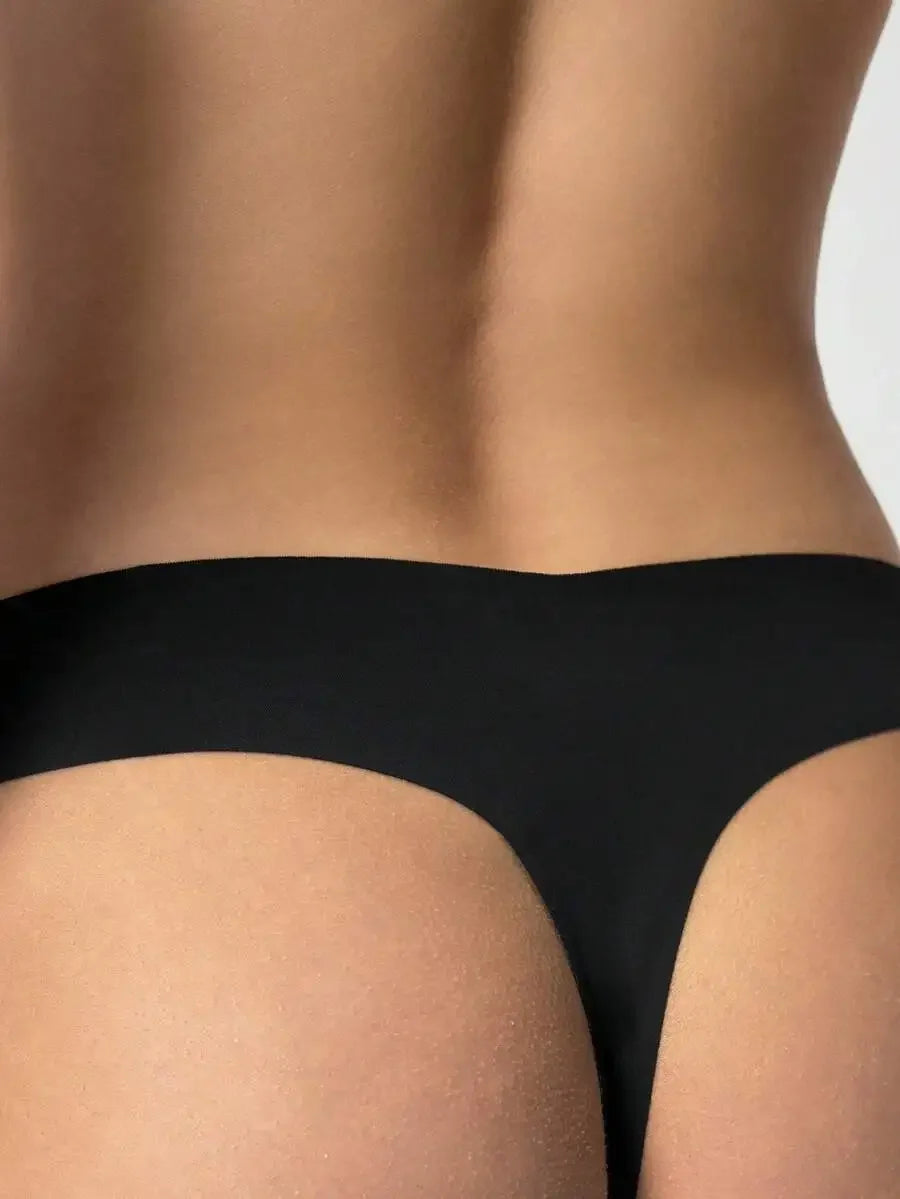 Seamless Thong Panties For Women, Breathable Comfortable High Elasticity Solid Color Quick Dry Daily Wear