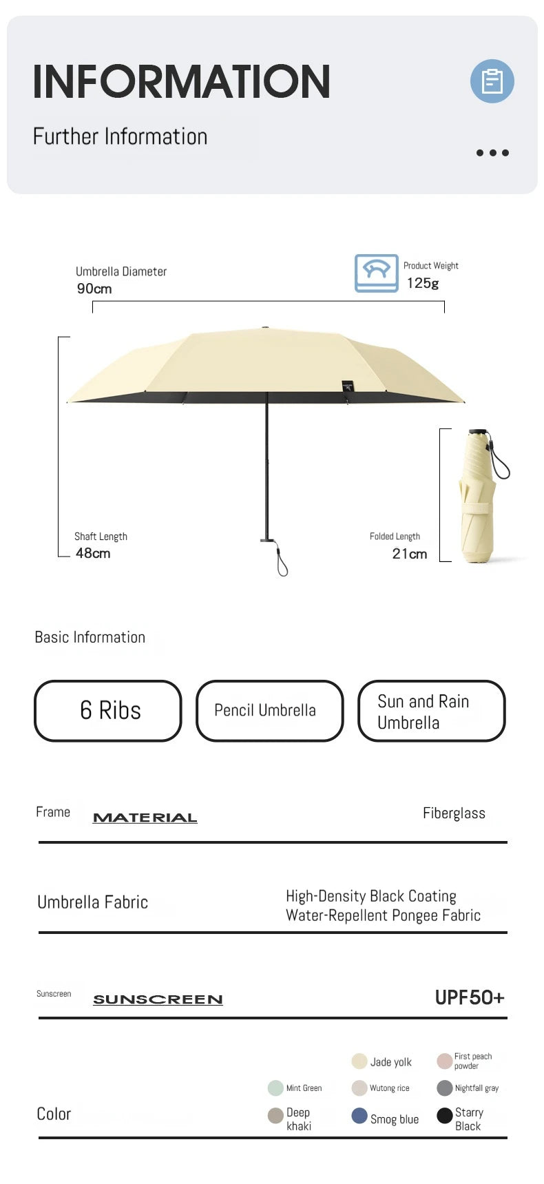 125g Japanese style portable brazing sun protection, UV protection, weather resistance, manual umbrella