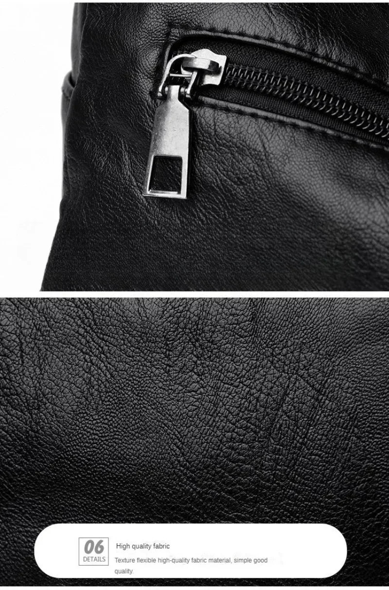 Soft Leather Shoulder Bag - Women's Crossbody Double Layered Large Capacity Tote