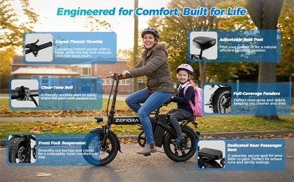 Adult 500W 48V Electric Bike, 14" Aluminum Alloy Ebike for Urban City Cycling Men Women, UL2849 Certified, Free Local Shipping