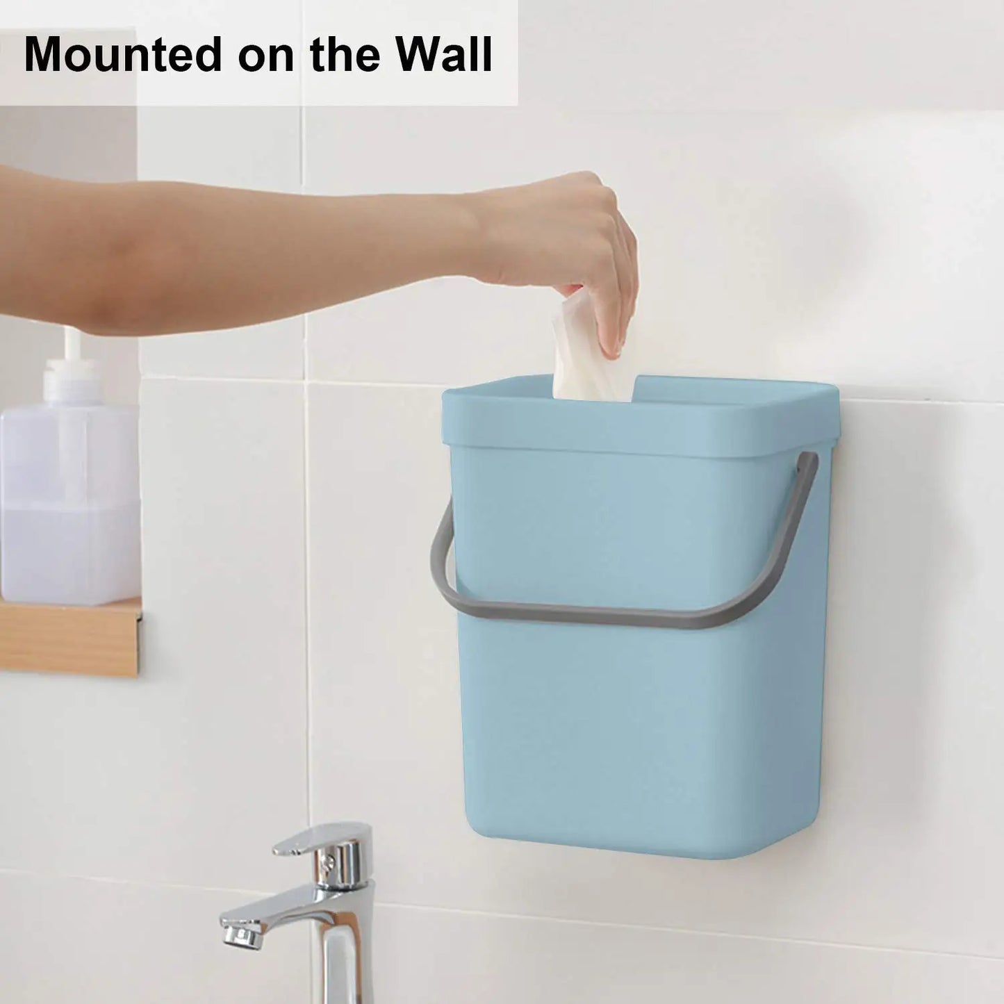 Hanging Small Trash Can with Lid - Under Sink Kitchen  Bathroom Waste Bin