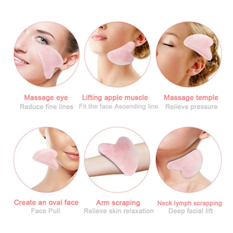 Natural Stone Jade Gouache Scraper Rose Quartz Facial Gua Sha Tools Face Lifting Massager Firm Skin Care Guasha Board Massager