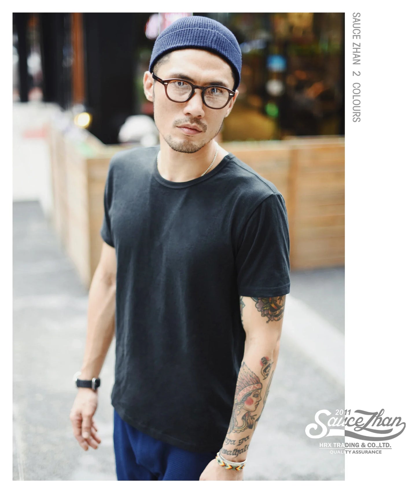 SauceZhan Tops & Tees Men's T-shirt Short Sleeve  Anti-Deformation Anti-Shrink Double-woven Fabric Cotton Soft Slim Fit