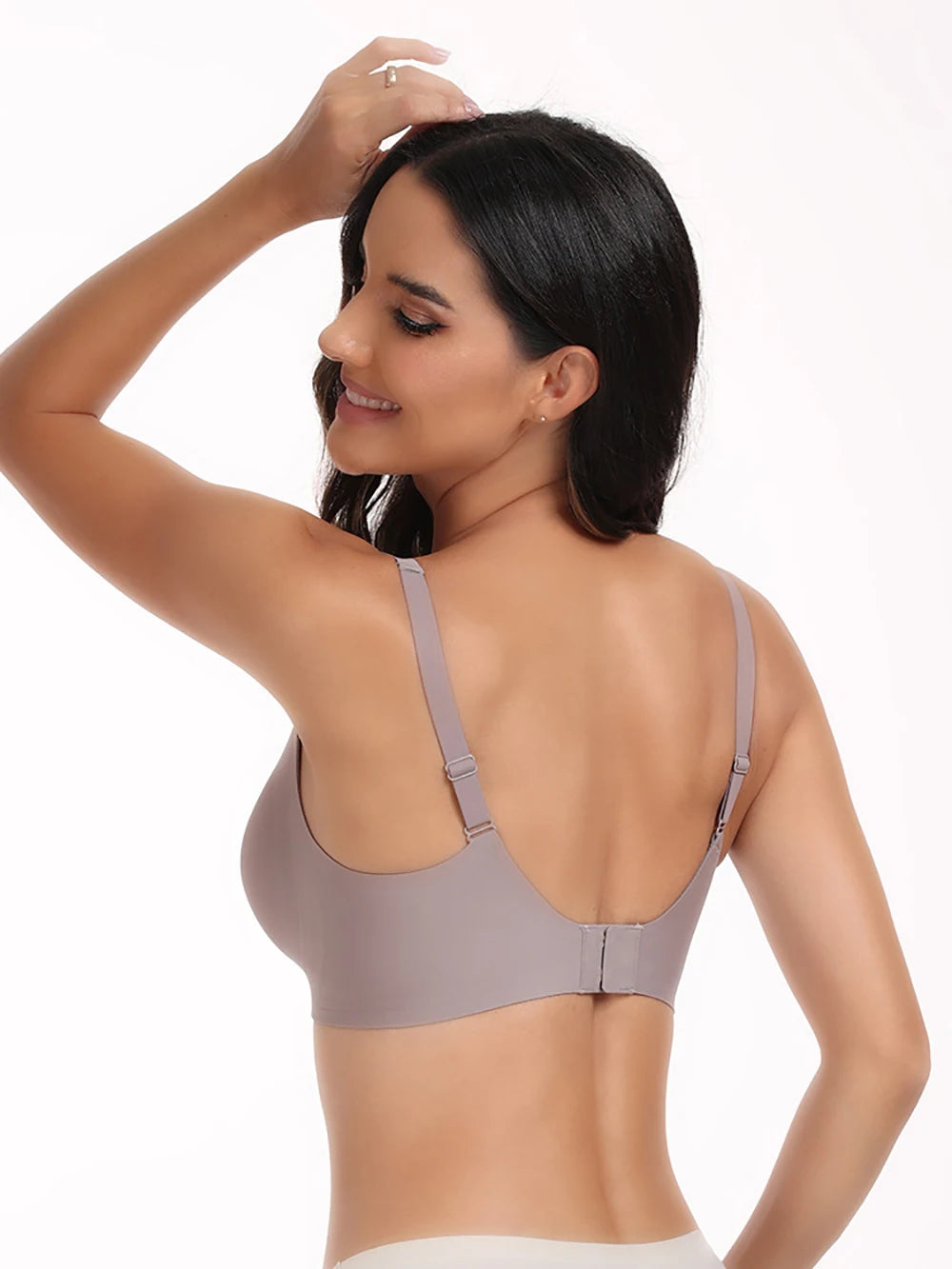 Jelly Wireless Bra Deep V Push Up Seamless T-Shirt Comfortable Plunge No Underwire Bras with Adjustable Straps Everyday Bras