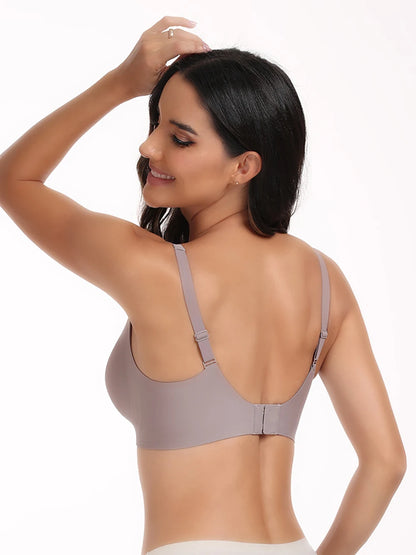 Jelly Wireless Bra Deep V Push Up Seamless T-Shirt Comfortable Plunge No Underwire Bras with Adjustable Straps Everyday Bras
