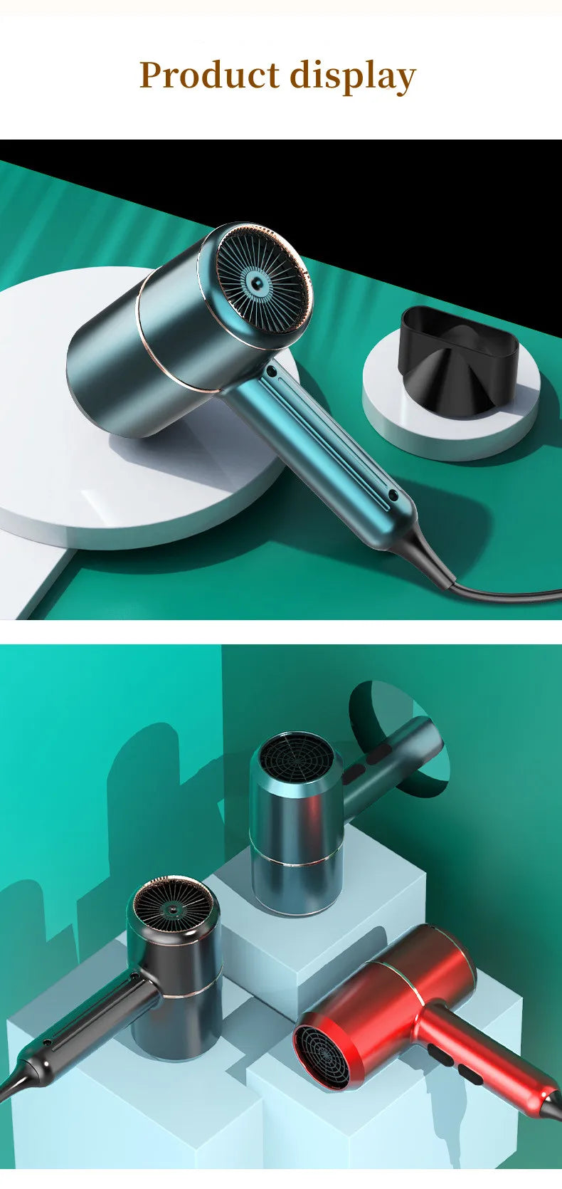 Professional Hair Dryer - Foldable High Power Negative Ion Blu-Ray Electric Blow Dryer