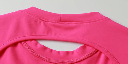 Women Crop Top - Backless Sports Crop Tee With High Compressive Waistband