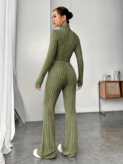 2025 Beige Western Style Knitted Fashion Suit Women New Korean Split Black Sweaters Wide Leg Pants Lady Casual Two-piece Sets