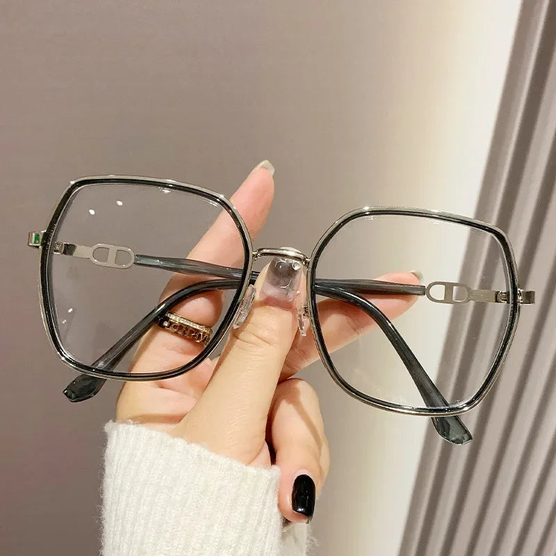 Anti Blue Light Glasses – Oversized Polygonal Frames with Transparent Acrylic Lenses