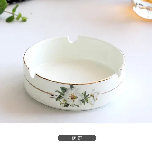 Bone China Dinnerware Set - Floral Ceramic Plates Bowls  Soup Pots