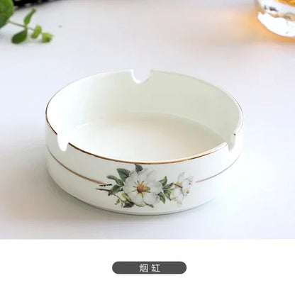 Bone China Dinnerware Set - Floral Ceramic Plates Bowls  Soup Pots