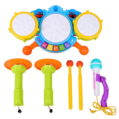 Kids Drum Set Toddlers 1-3 Musical Baby Educational Instruments Toys for Toddlers Girl Microphone Learning Activities Gifts