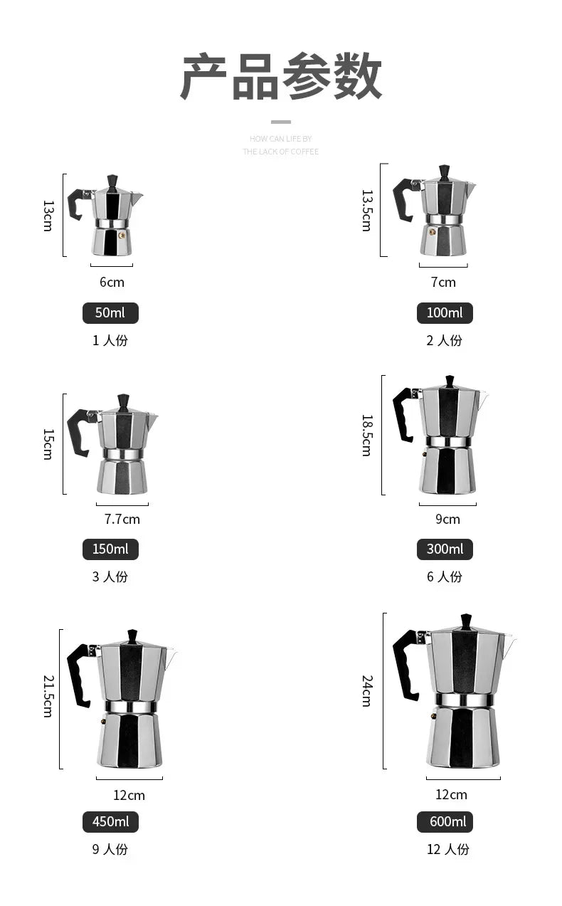 Italian Mocha Coffee Pot - Portable Aluminum Octagonal Coffee  Tea Maker - ZOOMNSTORE