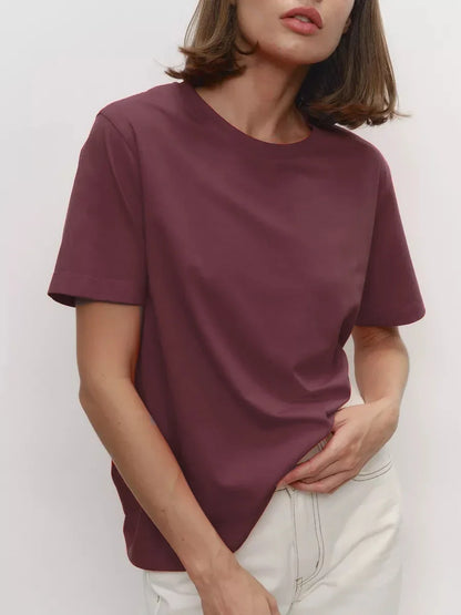Cotton Summer Womens T-Shirt - Short Sleeve Loose Basic Top