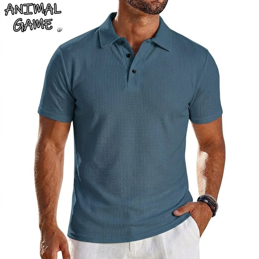 Summer Mens Short Sleeve T-Shirt Lapel Solid Lightweight Polo Shirt Breathable Streetwear Ice Silk Polo Quick Dry Shirts for Men