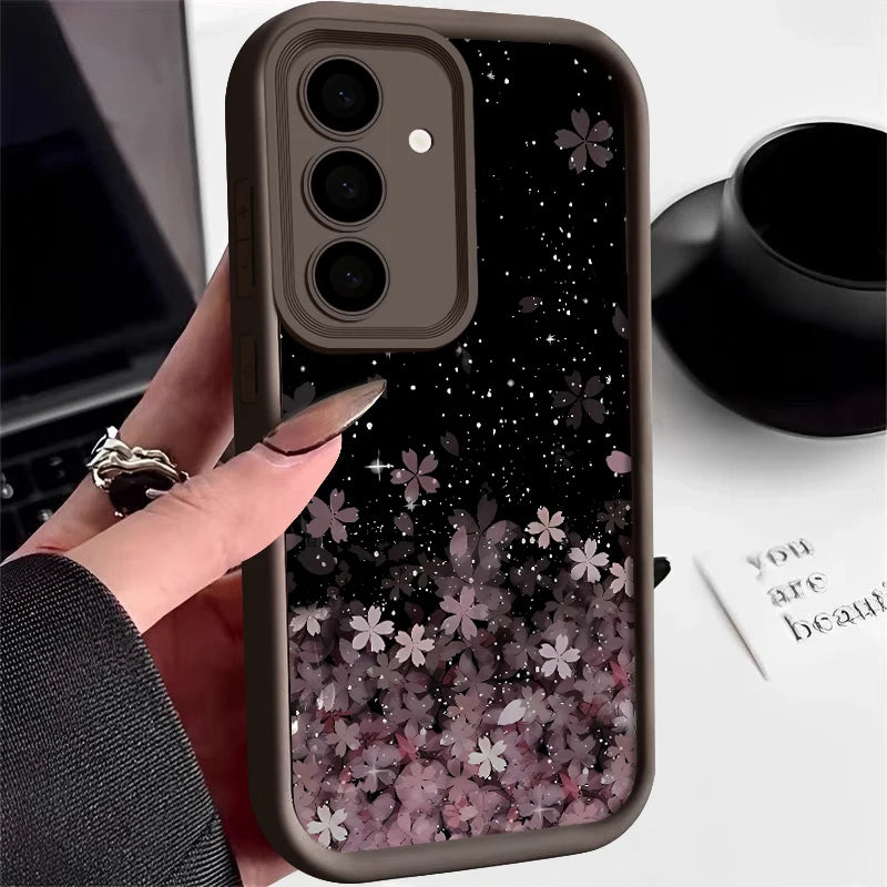 Cherry Blossom Silicone Case For Samsung Galaxy S25 Edge S26 S24 S23 Ultra S24 FE A57 A55 A37 A15 A16 A17 A35 A56 5G TPU Cover