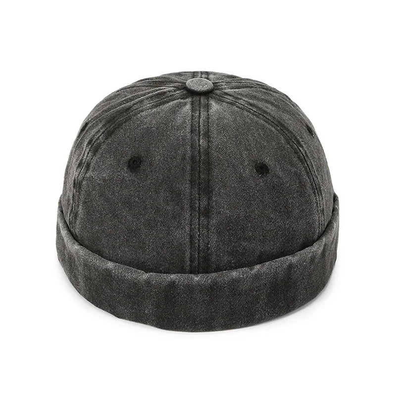 Denim Docker Cap – Brimless Sailor Beanie, Adjustable