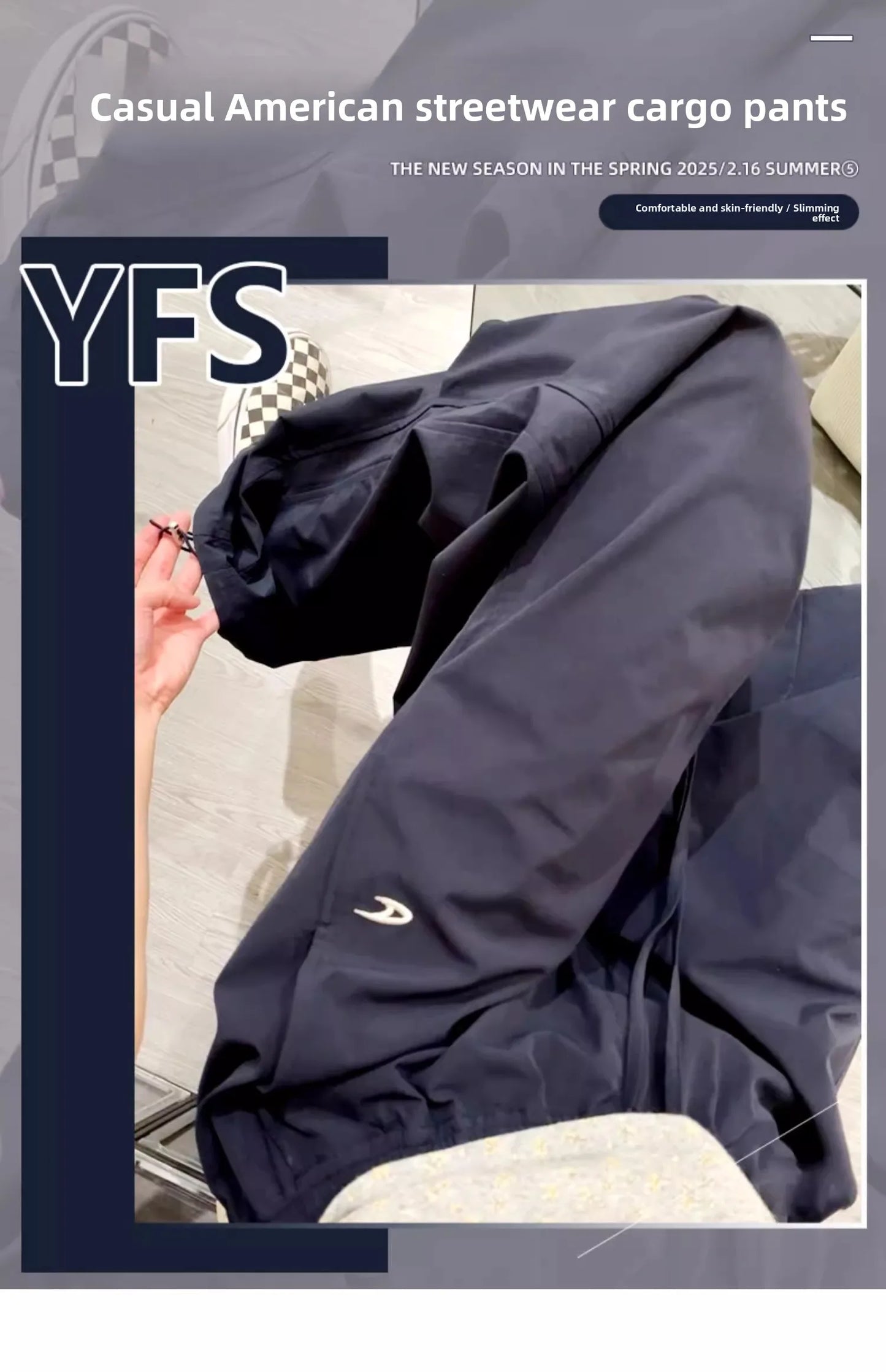 American High Street Style Women's Cargo Pants Spring Summer 2026 New Slimming Drapey Loose Sweatpants Folded Hem