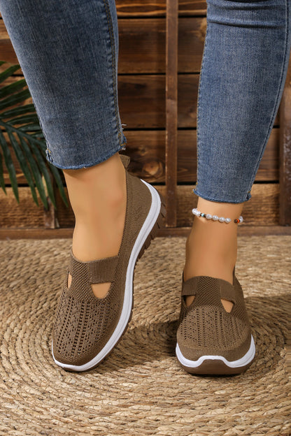 Women's casual sports shoes, solid color breathable sports soft-soled lightweight walking shoes, low-top knitted casual shoes