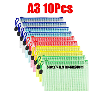 Zipper Document Bag - Waterproof Plastic Folder A4 A5 A3 File Organizer