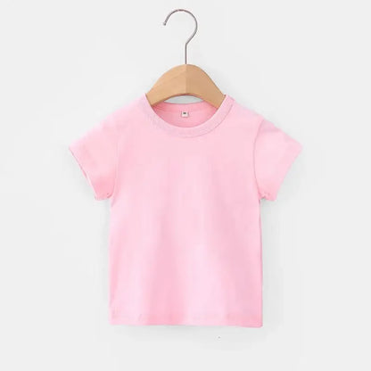 Summer Girls T Shirts Yellow Red Short Sleeve Baby Boy T Shirt White Tee Shirt Cotton Girls Tops For Children Clothes