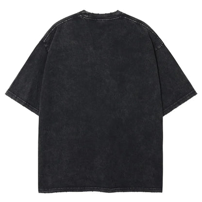 One Piece T-shirts Graphic Men Casual Oversized Washed Harajuku T-shirt Washed Japanese Anime Loose Streetwear Black Tops Tees