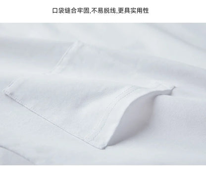 Mens Womens Cotton Pocket Short Sleeve Fashion Soft White Black Loose Fit Tee Shirt Tops High Qualtity Breathable Leisure Tops