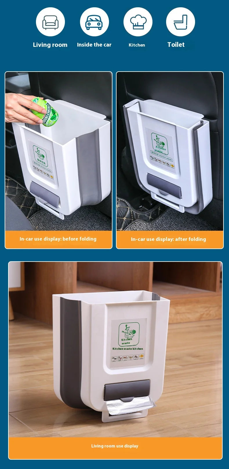 Foldable Large-Capacity Trash Can - Easy-to-Clean Camping Car Accessory