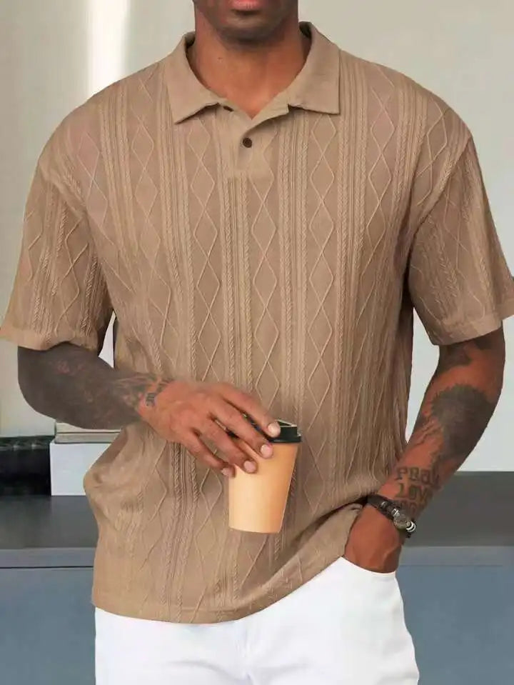 Knitted Polo Shirt – Men's Retro Summer Lapel Tee | Breathable Lightweight Top