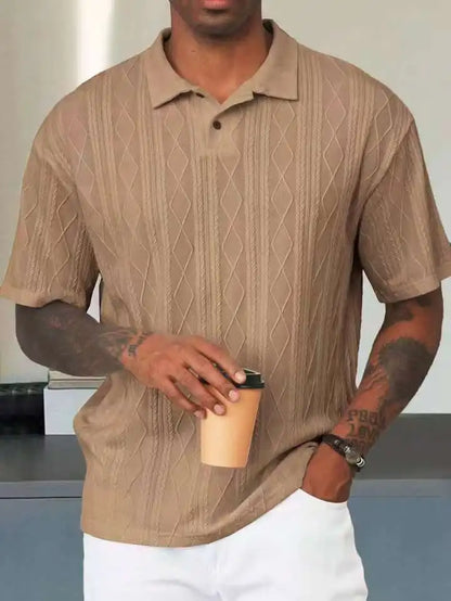 Knitted Polo Shirt – Men's Retro Summer Lapel Tee | Breathable Lightweight Top