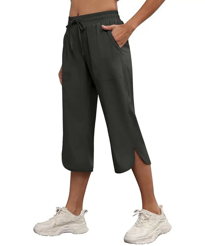 Women Casual Cropped Capris Cargo Pants, Outdoor Lightweight Capris Yoga Flared Pants, Breathable Quality Sweatpants