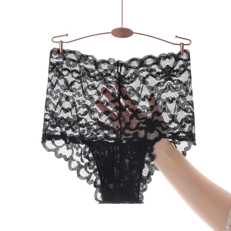Women's underwear Ice silk high waist belly lift lace pure cotton antibacterial crotch little girls shorts summer thin