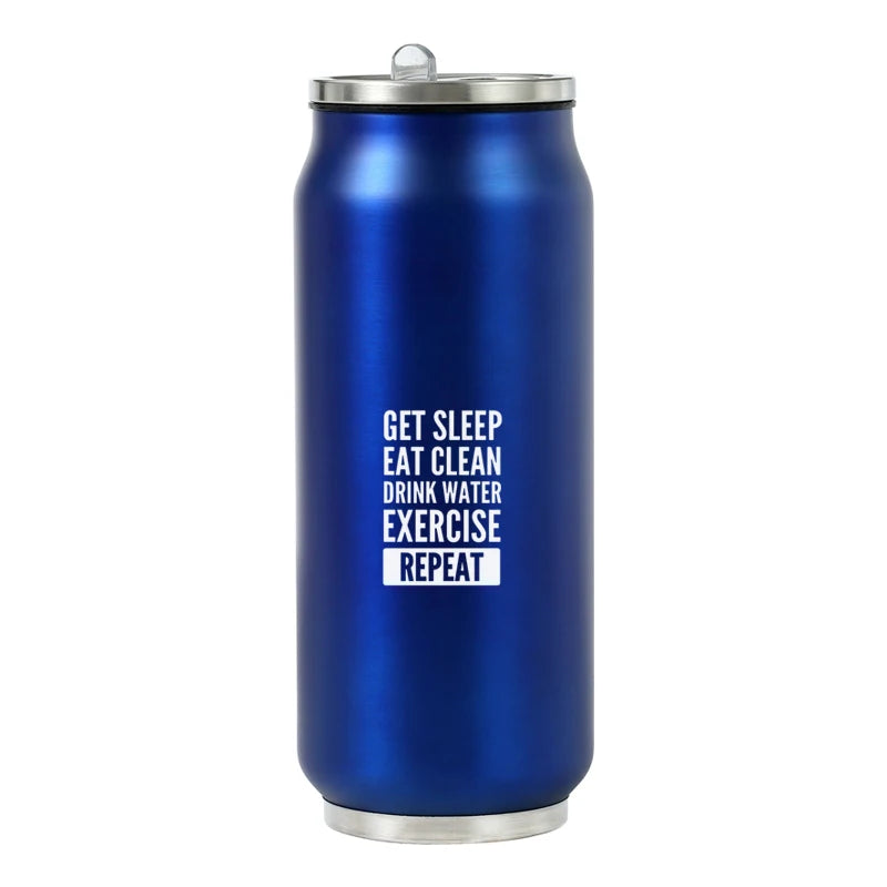 500ML 304 Stainless Steel Cola Can Thermos Custom LOGO Vacuum Cup Flask Portable Double Layers Straw Cup Water Bottle Mug