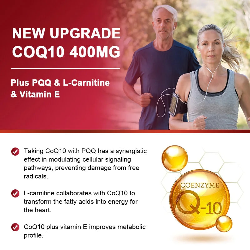 CoQ-10 Supplements 400 Mg With Omega 3 Fatty Acids Vitamin E Ultra High Absorption Coq-10 Capsules