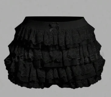 Women's Bow Lace Ruffle Shorts – Y2K Elastic-Waist Summer Shorts