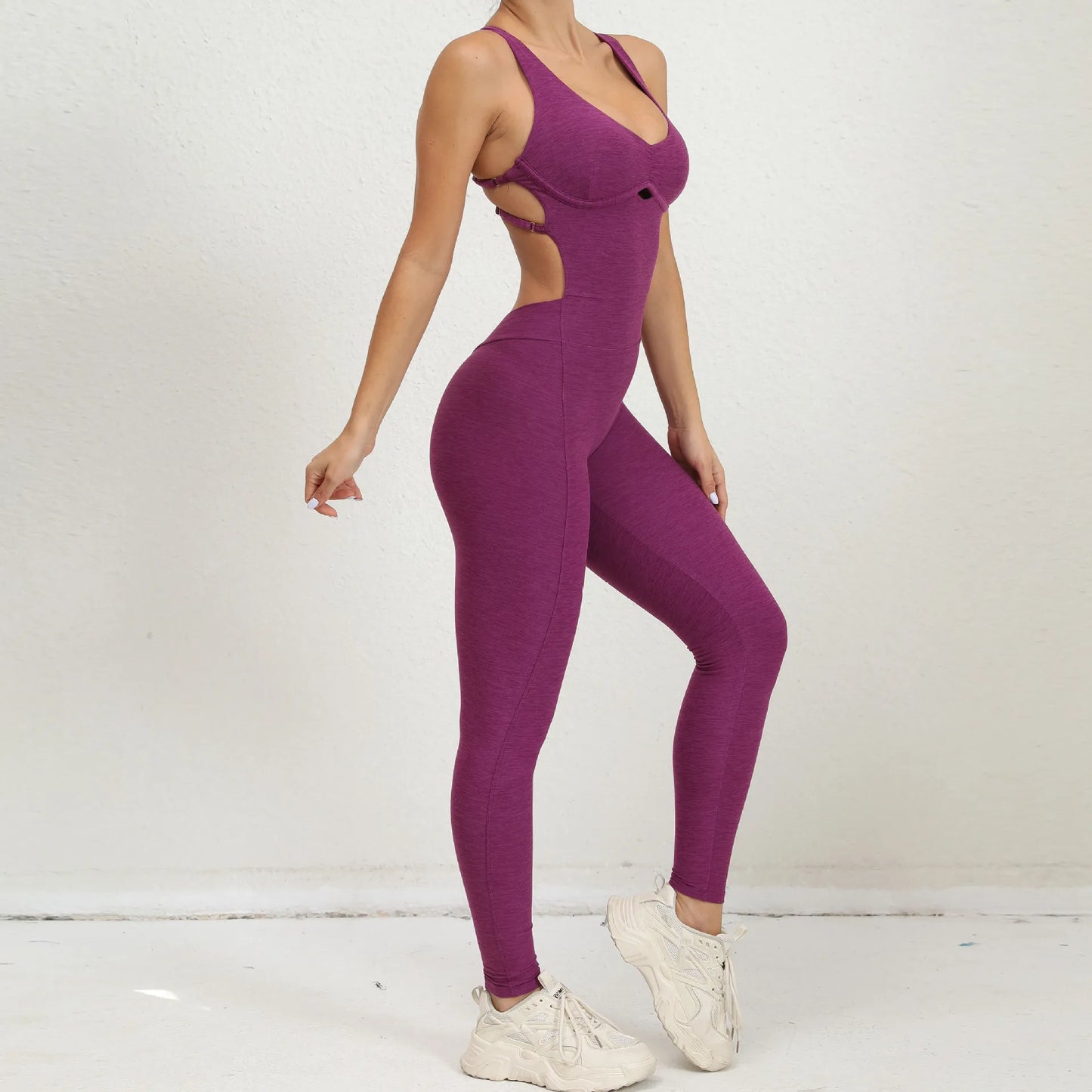 Women Gym Jumpsuit - Backless Fitness Jumpsuit | Breathable Nylon Spandex Blend Activewear