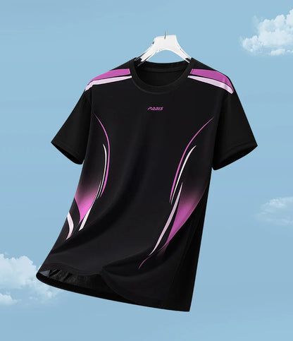 Men's Gradient Ice-Silk T-Shirt – Quick-Dry Running & Training Top
