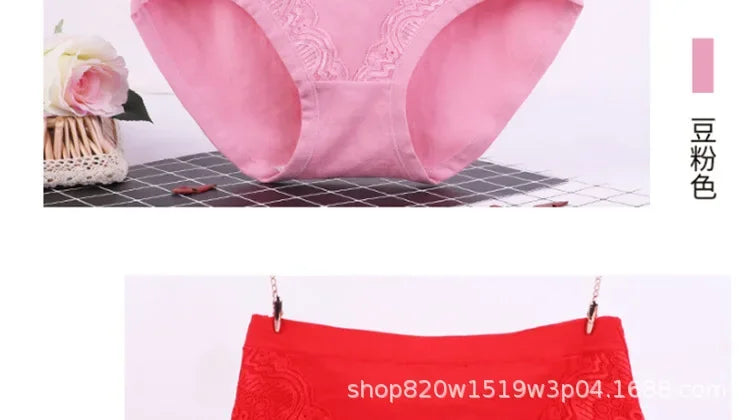 Plus Size Women's Lace Cotton Briefs 5XL 6XL Sexy Comfortable Panties for Full Figure Mature Ladies Soft Breathable Underwear