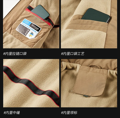 Men Winter Parka - Quilted Waterproof Jacket With Detachable Hood & Warm Fleece Lining
