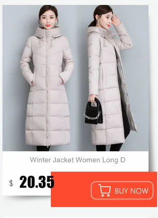 2023 Winter Warm  Plaid Long  Coat Women ' s Fashion Thicken Hooded Puffer Jacket Female Windproof Warm Outwear