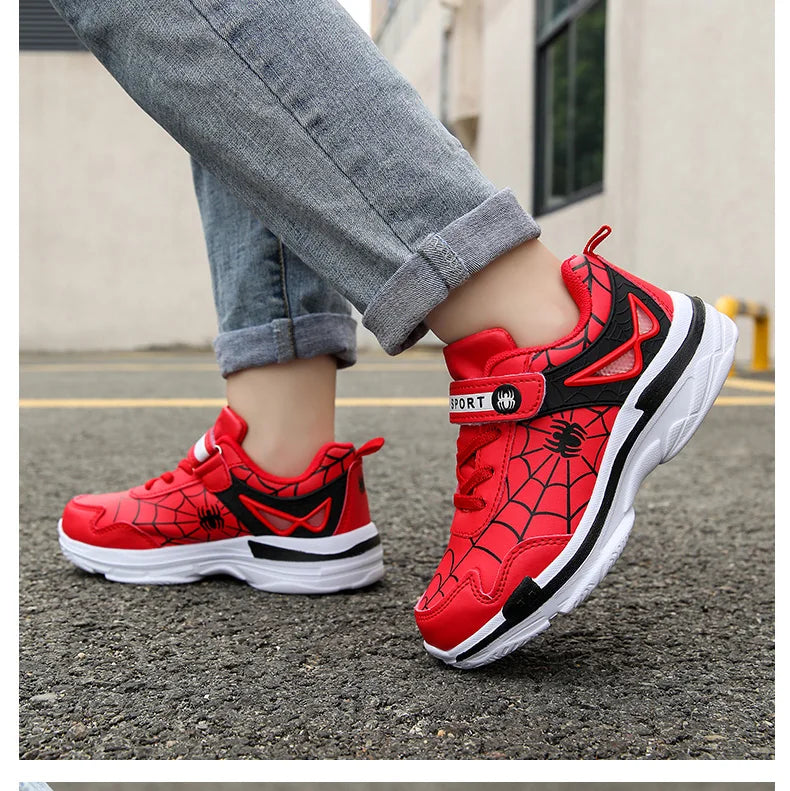 Brand Kids Cartoon Spider Sneakers Boys Comfortable Sports Shoes Outdoor Non-slip Tennis Shoes Lightweight Casual Running Shoes