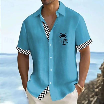 2024 Men's Gradient Striped Shirt Slim Breathable Fashion Short-sleeved High-quality Design Casual Button-down Shirts Male